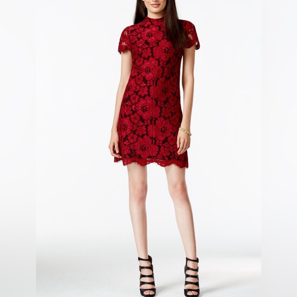 Betsey Johnson Mock Neck Lace Mini Dress